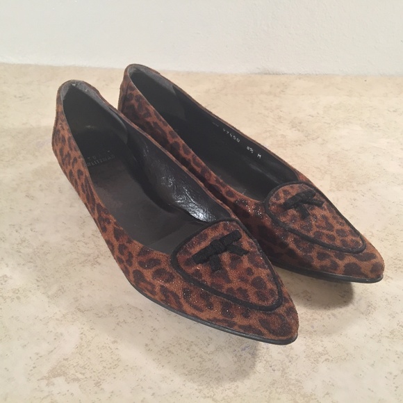 Stuart Weitzman Shoes - Stuart Weitzman suede leopard print bow flats